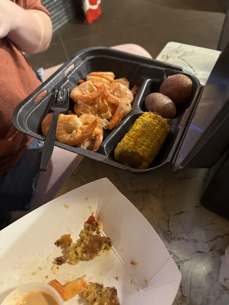 Boiled Shrimp Red Potatoes and Boiled Corn